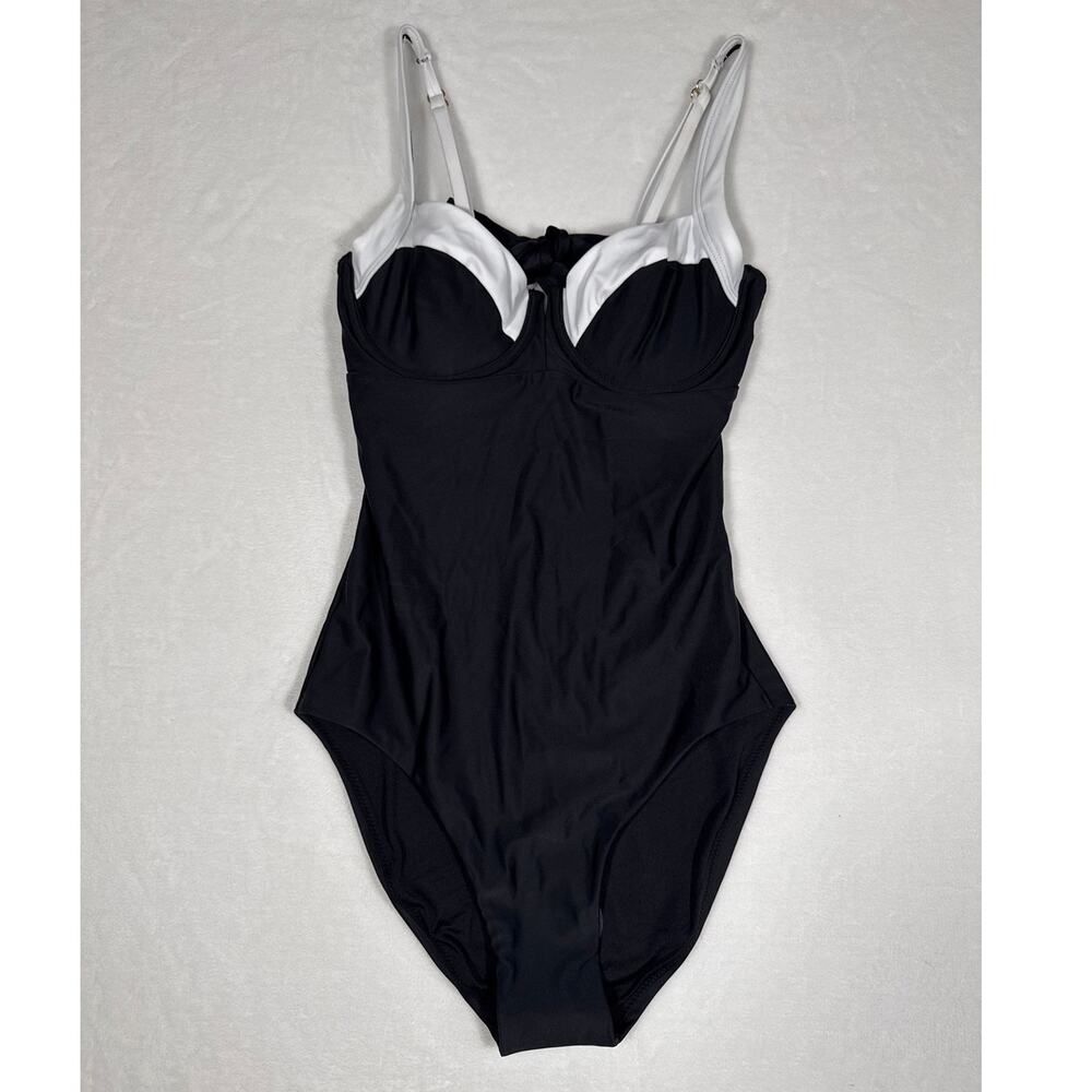 NWT Quince Black & White Underwire One Piece Bathing Suit Size Small